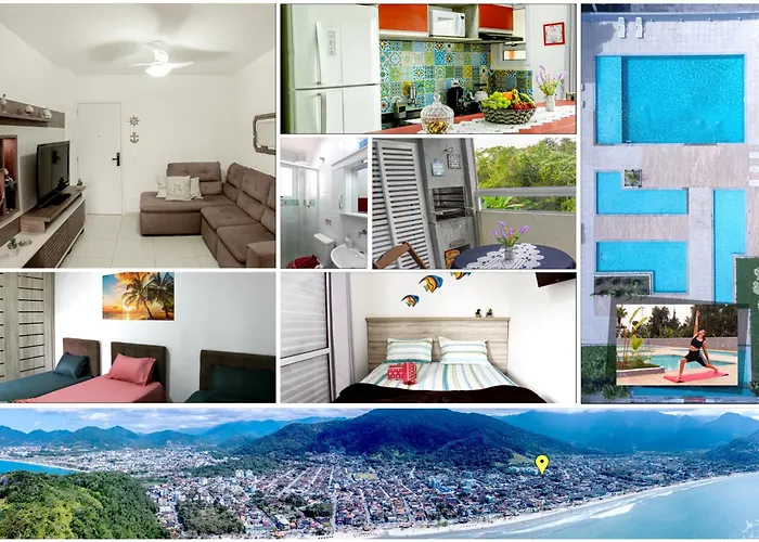 Aptº TOP 2 Quartos com Varanda, 400 m da Praia, em Condomínio com Piscinas, Sala, Smart TV, Sofá Cama, com 2 Banheiros, Cozinha Planejada Completa, Wi-Fi 200 mbps, Ares-condicionados, Churrasqueira, Máquina de Lavar e Tanque, Estacionamento, Portaria